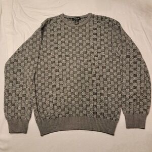 Mino Milano Mens Large Black Gray Wool Blend Sweater